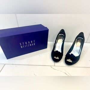 Stuart Weitzman Black Heels with Open Toe Design